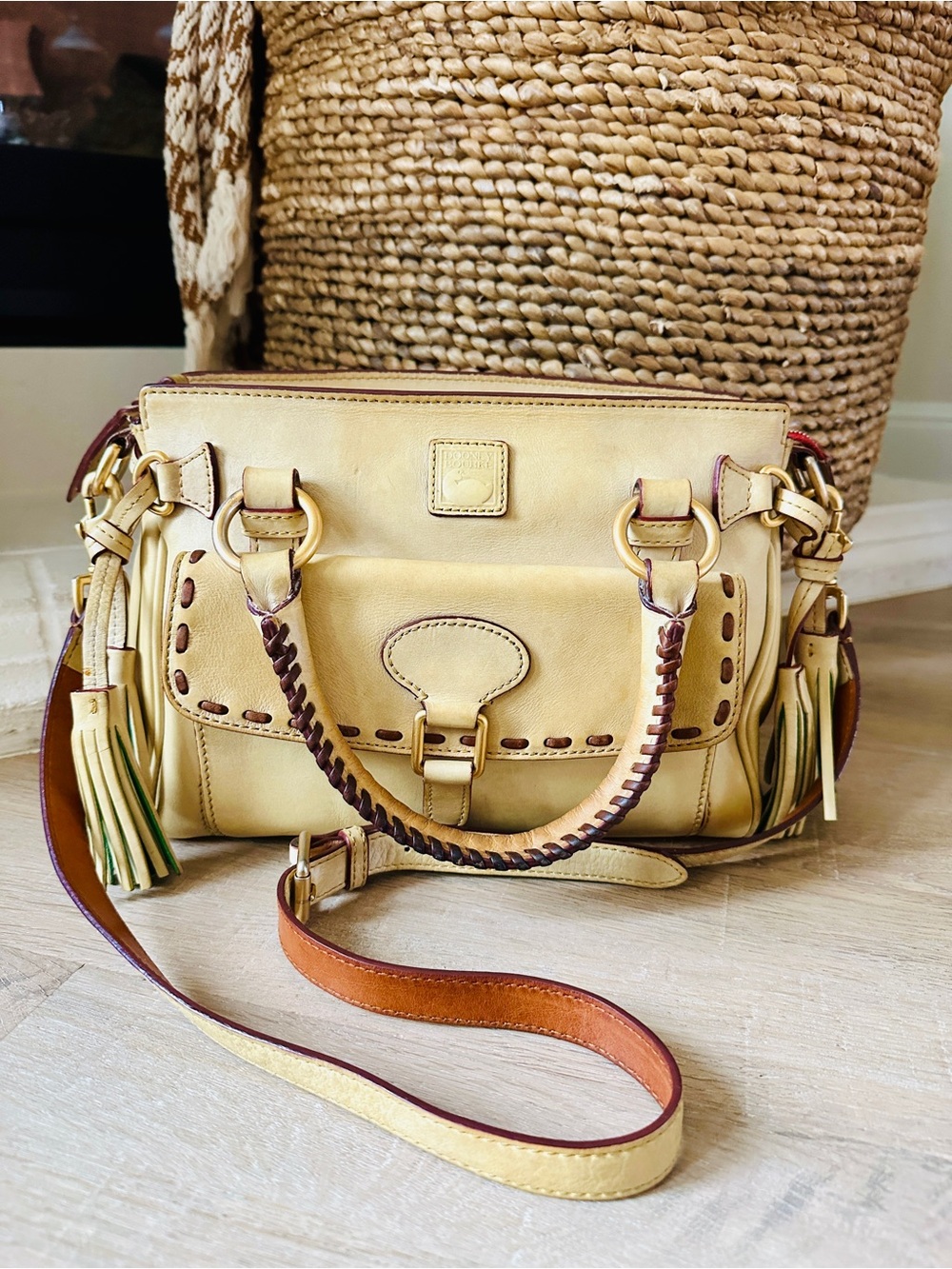Dooney & Bourke Buttercream Florentine Leather Satchel Vintage